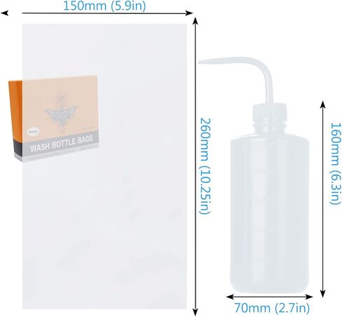 Wash Bottle Bags Kit - 250Pcs Safety Wash Bottle Covers 2Pcs 500ml Tattoo Squeeze Bottle 300Pcs Rubber Bands Purple Wash Bottles Scale Labels Watering Tools for Medical Label Tattoo Supplies in Saudi Arabia