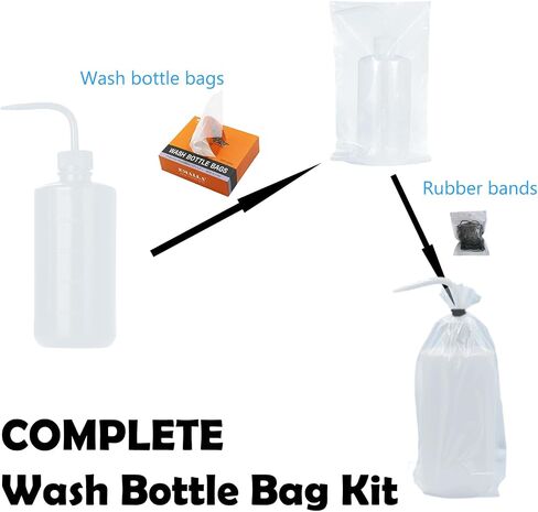 Wash Bottle Bags Kit - 250Pcs Safety Wash Bottle Covers 2Pcs 500ml Tattoo Squeeze Bottle 300Pcs Rubber Bands Purple Wash Bottles Scale Labels Watering Tools for Medical Label Tattoo Supplies in Saudi Arabia