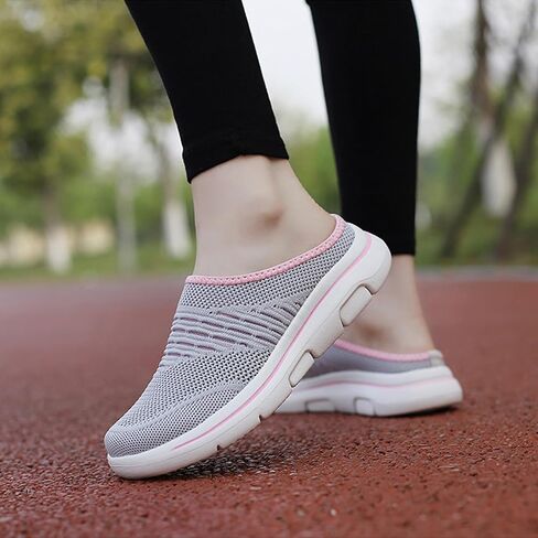 Women's mesh Breathable Soft Sole Mules Fashion Knitted Backless Slip on Lightweight Walking Shoes Casual Comfortable Outdoor Sports Wedge Mule in Saudi Arabia