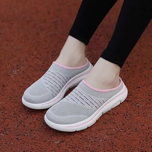 Women's mesh Breathable Soft Sole Mules Fashion Knitted Backless Slip on Lightweight Walking Shoes Casual Comfortable Outdoor Sports Wedge Mule in Saudi Arabia