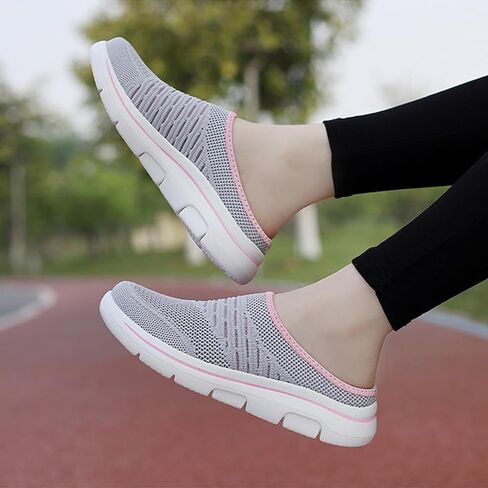 Women's mesh Breathable Soft Sole Mules Fashion Knitted Backless Slip on Lightweight Walking Shoes Casual Comfortable Outdoor Sports Wedge Mule in Saudi Arabia