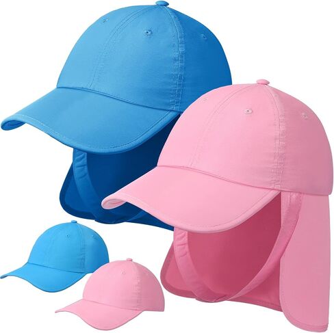 2 Pcs Kids Summer Sun Hat with Neck Flap for Girl Boy Toddler Beach Baseball Hat UPF Protection for Baby 2-6t in Saudi Arabia