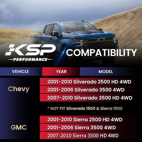 مجموعات قضبان التعادل شديدة التحمل من KSP لـ Silverado Sierra 2500HD 3500HD 2011-2024، قضيب ربط أمامي سفلي متوافق مع Chevy GMC، 0-6 بوصات مجموعات قضبان ربط قابلة للتعديل Repalce OE مجموعة قضبان ربط داخلية وخارجية in Kuwait