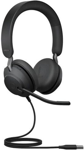Jabra Evolve2 40 SE - Wired Stereo Headset with Noise Cancelling and 3 Microphone Technology - USB-C Cable - Certified for MS Teams - Also Compatible with Other Platforms - Black in Saudi Arabia