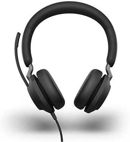 Jabra Evolve2 40 SE - Wired Stereo Headset with Noise Cancelling and 3 Microphone Technology - USB-C Cable - Certified for MS Teams - Also Compatible with Other Platforms - Black in Saudi Arabia