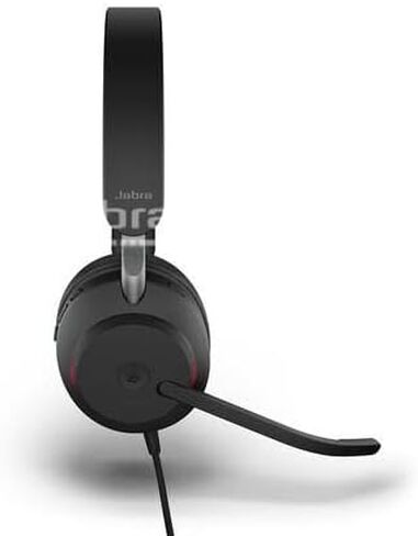 Jabra Evolve2 40 SE - Wired Stereo Headset with Noise Cancelling and 3 Microphone Technology - USB-C Cable - Certified for MS Teams - Also Compatible with Other Platforms - Black in Saudi Arabia