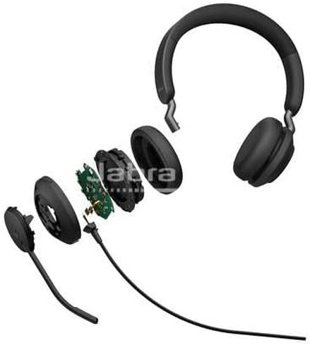 Jabra Evolve2 40 SE - Wired Stereo Headset with Noise Cancelling and 3 Microphone Technology - USB-C Cable - Certified for MS Teams - Also Compatible with Other Platforms - Black in Saudi Arabia