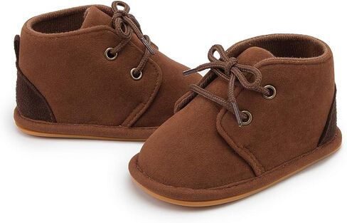 HsdsBebe Baby Boots Cotton Anti Slip Soft Rubber Sole Infant Boys Girls Ankle Sneakers Newborn Unisex First Walker Prewalker Shoes(Z141 Dark Brown,1) in Saudi Arabia