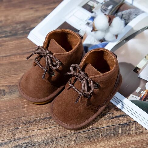 HsdsBebe Baby Boots Cotton Anti Slip Soft Rubber Sole Infant Boys Girls Ankle Sneakers Newborn Unisex First Walker Prewalker Shoes(Z141 Dark Brown,1) in Saudi Arabia