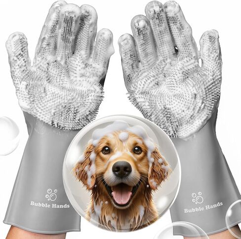 Dog Washing Gloves with Bristle Scrubbers, Reusable Silicone Gloves Ideal for Pet Bathing, Massaging & Grooming (Purple) in Saudi Arabia