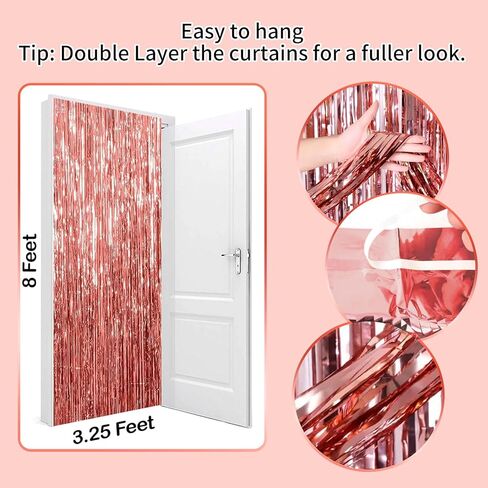 Black Streamers for Black Party Decorations-SINBEE Black Foil Fringe Curtain Black Birthday Decorations Black Fringe Backdrop for Halloween- 2 Packs in Kuwait