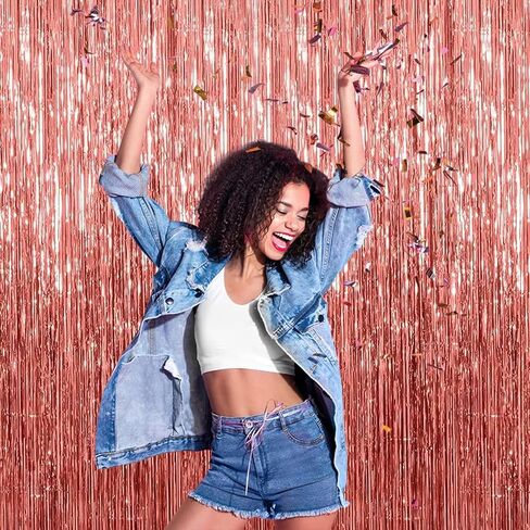 Black Streamers for Black Party Decorations-SINBEE Black Foil Fringe Curtain Black Birthday Decorations Black Fringe Backdrop for Halloween- 2 Packs in Kuwait