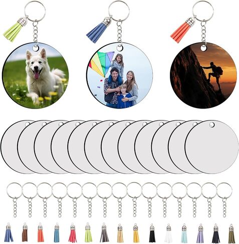 15 PCS sublimation keychain blanks with Tassels Double Sided MDF sublimation keychains blanks bulk (WHITE, Rectangular) in Saudi Arabia