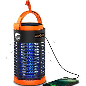 FosPower Bug Zapper Outdoor (5-in-1) 3300V Mosquito Zapper with 29600mWh Power Bank, Flashlight, Reading Light, SOS Signal for Camping Essentials, Backyard, Camping, Patio