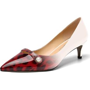 ROSERWISH Womens Slip On Sexy Party Pointed Toe Wedding Patent Kitten Low Heel Pumps Dress Shoes 2 Inch