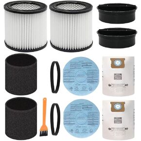 ANBOO Filter Replacement for Shop Vac 90304 90333 90350, Vacuum Bag for Shop Vac 10-14 Gallon, 90107 Paper Disc Filter and 90585 Foam Sleeve Filter, for Most Wet/Dry Vacuum Cleaners 5 Gallon and above
