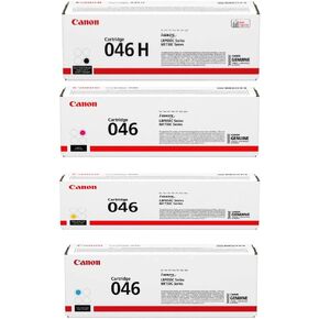 Canon 046 Toner Cartridge ImageCLASS LBP654Cdw, LBP654Cx, MF731Cdw, MF733Cdw, MF735Cdw - High Yield Black and Standard Yield Cyan, Magenta and Yellow - 4 Pack in Retail Packaging