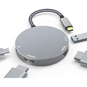 محول USB C إلى HDMI مزدوج 4K - محول HDMI مزدوج لشاشتين، موزع USB-C متعدد المنافذ من النوع C إلى HDMI لجهاز MacBook Pro/Air، Surface Pro، Thinkpad، ChromeBook، iPad Pro، الكمبيوتر المحمول، الكمبيوتر الشخصي، المزيد in Kuwait