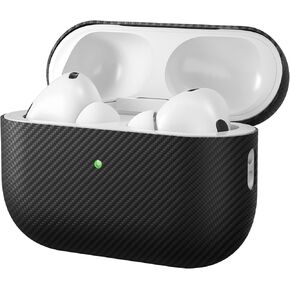 memumi Real Carbon Fiber for AirPods Pro 2nd Generation 2022 Case, Sturdy Durable Aramid Fiber 0.3 mm Slim Fit for Airpods Pro 2 Carbon Fiber Thin Case with Military-Grade Protection 600D Black