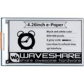 Waveshare 4.26inch E-Paper Display HAT, 800x480, Black/White, SPI Interface
