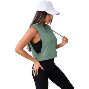 قميص SweatyRocks نسائي بدون أكمام للتمرين في صالة الألعاب الرياضية ملابس رياضية قصيرة بدون أكمام قميص مفتوح الجانب للتمرين الرياضي أخضر فاتح صغير