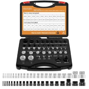 Thread Checker, 34 Nut and Bolt Thread Checker Bolt and Nut Identifier Gauge 19 Standard and 15 Metric Bolt Size and Thread Gauge with Inch and Centimeter Ruler, 8 Drill Bit Gauge