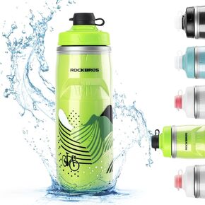 ROCKBROS Insulated Bike Water Bottles Keep Water Cool, Leak-Proof Cycling Water Bottle with Handle, Bicycle Water Bottle Easy to Squeeze（24oz）
