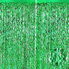 Wavy Blue Metallic Tinsel Foil Fringe Curtains, 2 Pack 3.3x8.3 Feet Party Streamer for Birthday Party Decorations, Halloween Decor, Foil Curtain for Bachelorette Party