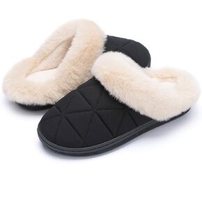 Fuzzy Womens Slippers Memory Foam House Slippers for Women Indoor and Outdoor Cozy House Shoe with Anti-Skid Sole