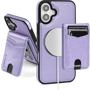 Compatible Magsafe 2 in 1 Detachable iPhone 16 Plus Wallet Case with Card Holder Women Men,Magnetic PU Leather RFID Blocking Flip Kickstand Credit Slots,for Apple 16 Pllus 6.7",Brown