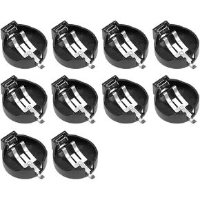 uxcell 10 Pcs CR2450 Horizontal Coin Button Battery Holder Black Container Case