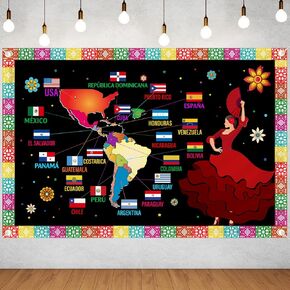 Hispanic Heritage Month Decorations Banner Latin American Backdrop Banner Spanish Classroom Decorations National Hispanic Heritage Month Decorations for Classroom Home