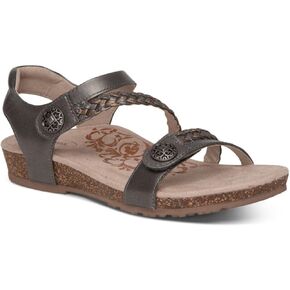 Aetrex Jillian Braided Quarter Strap Women's Sandals - Adjustable Arch Support Leather Sandals For Women - Lightweight Memory Foam Open Toe Women's Sandals