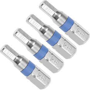 Hex Screwdriver Bits, 25mm Length 1/4" Hex Shank H4, S2 Steel Hexagon Head Screwdriver Bit - (Applications: for Automobile Repair), 4-Pieces