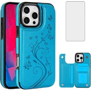 Asuwish Phone Case Compatible with iPhone 16 Pro 6.3 inch with Tempered Glass Screen Protector and Card Holder Wallet Cover Stand Flip Leather Cell Accessories i Phone16 i16 16Pro 2024 Women Golden