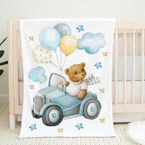 UNIQUE Little Bear Ultra Soft Fleece Baby Blanket 30x40in, Bear Baby Blanket, Boy