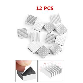 12Pcs Small Aluminum Heatsink Cooling Set 7 Fins Self-Adhesive 14mmx14mmx6mm dissipate Heat Aluminum Alloy Anti