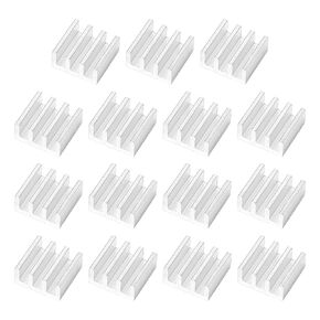 uxcell 11x10x5mm ألومنيوم غرفة تبريد مربعة من الألومنيوم زعانف تبريد مبرد حرارة بالوعة حرارة ألومنيوم مشعاع ألومنيوم، 15 حزمة، لون فضي