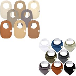 KeaBabies 8-Pack Organic Baby Bibs for Girls & Boys and 8-Pack Organic Baby Bandana Drool Bibs for Girls - Teething Baby Bibs for Boy, Girl - Baby Bibs for Baby Girls, Baby Boys - Newborn Bibs