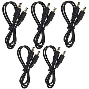 5 Pack of 24 Inch 22AWG DC Barrel 5.5mm X 2.1mm Male to Male Extension Cables