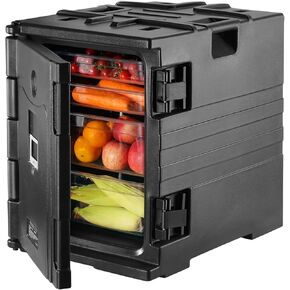 VEVOR Insulated Food Pan Carrier, 109 Qt Hot Box for Catering, LLDPE Food Box Carrier with Double Buckles, Front Loading Food Warmer with Handles, End Loader with Wheels for Restaurant, Canteen, etc.
