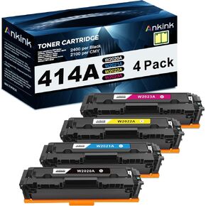 Ankink Compatible Toner Cartridge Replacement for HP 414A 414X(with chip,Black Cyan Yellow Magenta,4-Pack)for Color Laserjet Pro MFP M479fdw M479fdn M454dw M454dn M479dw,Enterprise M455dn M480f hp404a