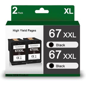 XXL 67 Black Ink Cartridge Replacement for HP 67XXL 67XL Black Ink for HP DeskJet 2700 2700e 2755e 2755 4155e 4155 Envy 6055e 6455e 6400 6055 6075 Envy Pro 6452 6458 6475 Printer (2 Black)