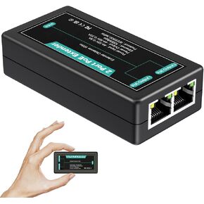 4-Port PoE Extender Gigabit with 1 PoE in 3 PoE Out, 4 Channel PoE Repeater Support IEEE802.3af/at with 1000Mbps, Extend 100m(328ft), Power Over Ethernet Repeater, VLAN, Wall and Din-Rail Mount