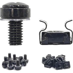 60-Pack Rack Screws & Cage Nuts - M6 x 16mm, Clip Nuts for Server Cabinets & Racks Mount 1U 2U 6U 12U - Black