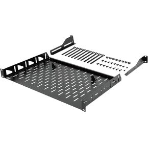 1U Rack Shelf,19 inch Rack Shelf 12 inch Depth,Rack Mount Shelf with Anti-Slip Stops,Server Rack Shelf and Network Shelf for 19 in Equipments, 110lbs Capacity of Vented 1U Shelf,Black,No Lip