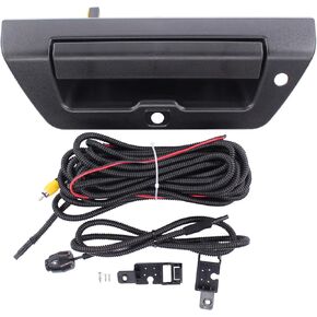 MOTOKU Rear Tailgate Handle and Reverse Rear View Backup Camera with Extension Cable Wiring Harness Kit for Ford F-150 2015-2018