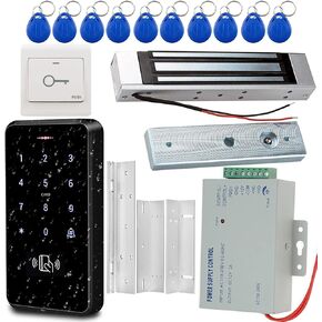 HENA Professional Access Control Kit, IP68 RFID Keypad(3000 Users Capacity)+180KG/380lbs Magnetic Door Lock,DC12V 3A Power Supply, Suitable for All Doors,Outdoor Multi Color HERNAS-180KGZL S20