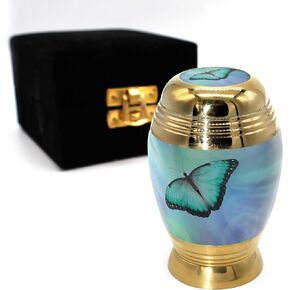 Butterfly & Dragonfly Cremation Urns for Ashes Personalization and Engraving Customization for Human Ashes Large Small Keepsake Velvet Gift Box Sets for 4 (Bokeh Butterfly, Large)