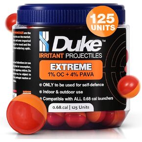 Duke Extreme Non-Lethal Self Defense .68 Caliber Pepper Projectiles - (125 Count) | Premium Pepper Balls - 1% OC + 4% PAVA